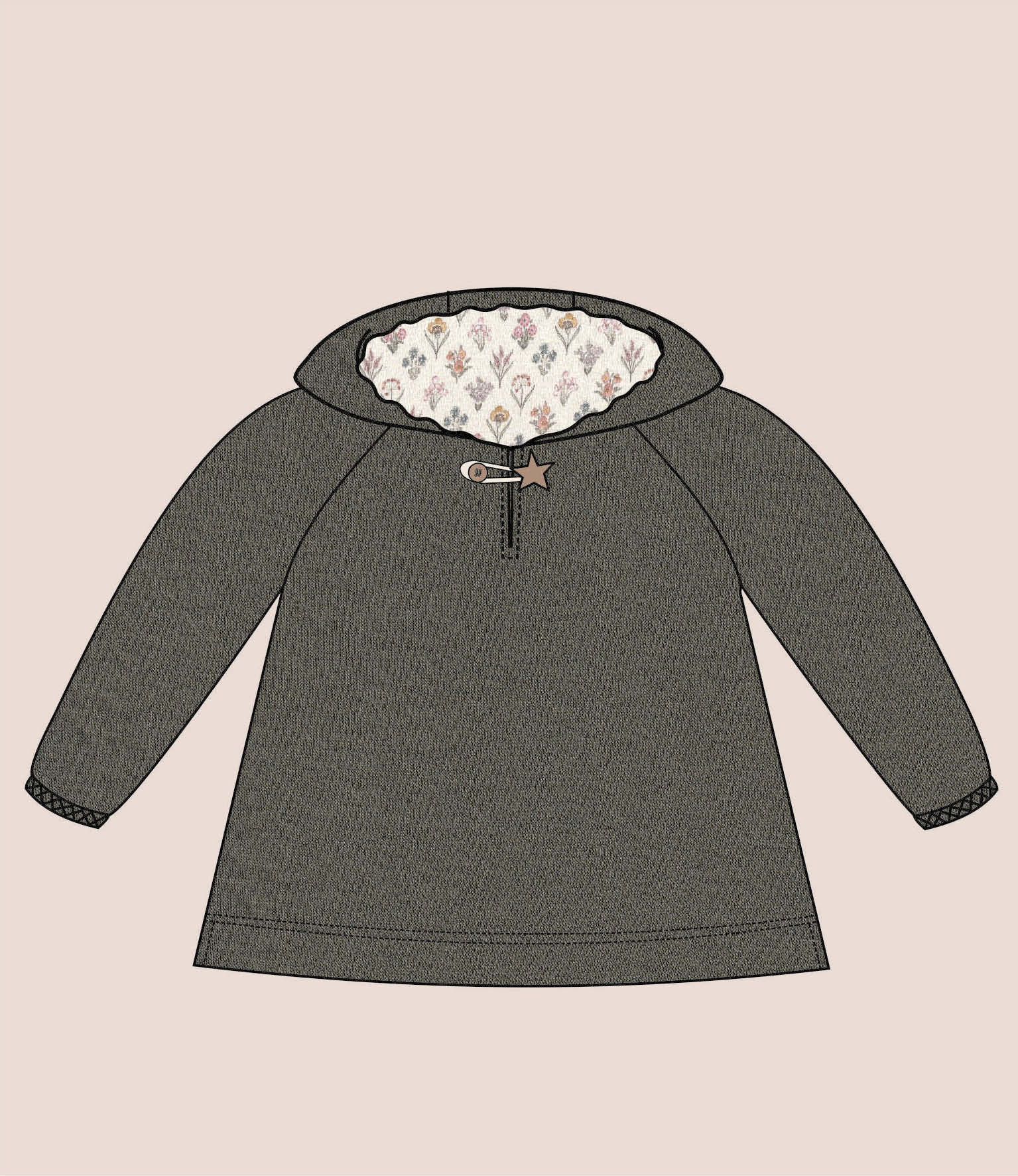 SWEAT À CAPUCHE FLEURS BÉBÉ