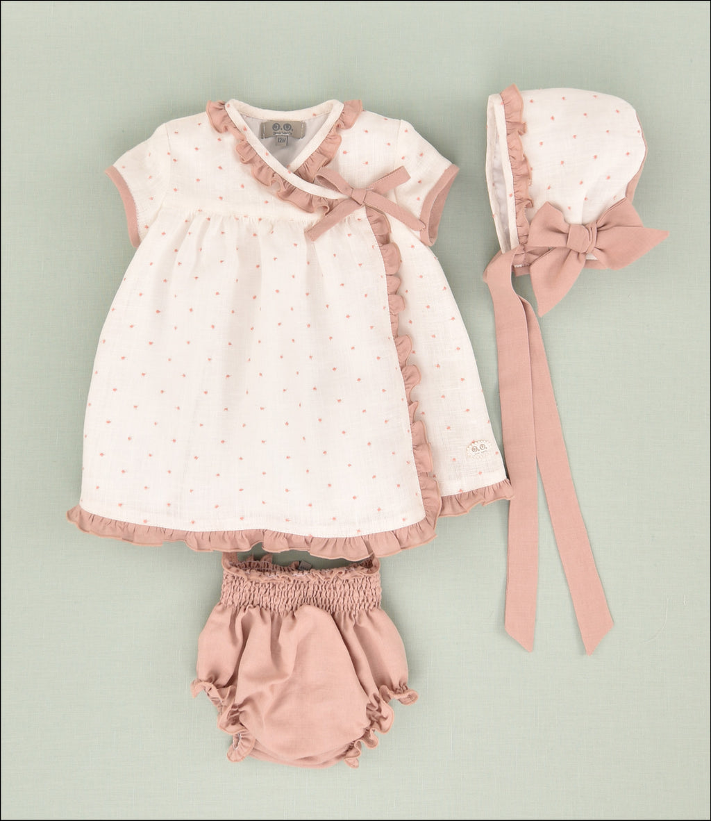 VESTIDO LINO BORDADO BEBE 3P