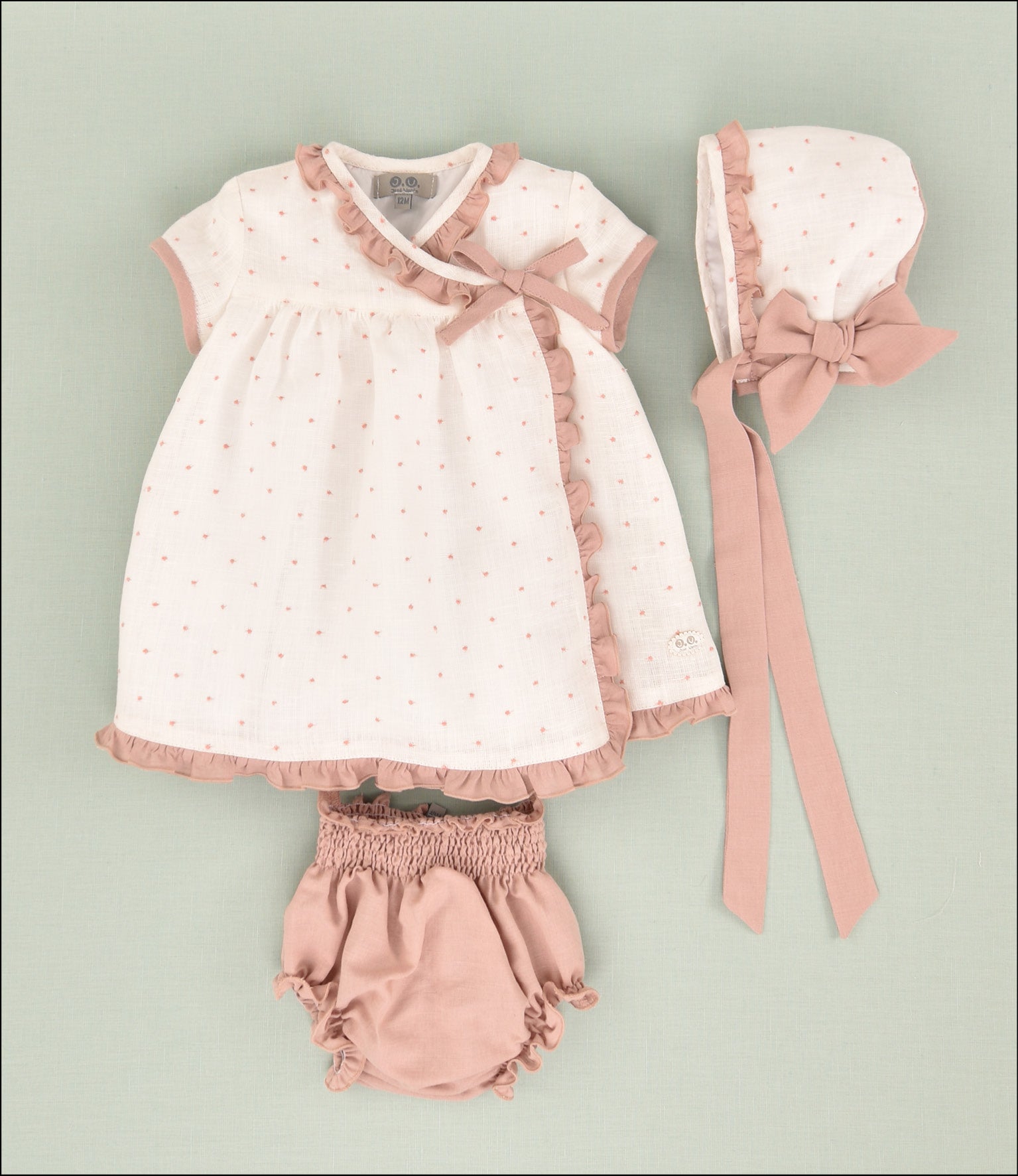 VESTIDO LINO BORDADO BEBE 3P
