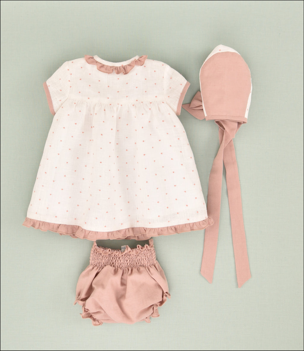 VESTIDO LINO BORDADO BEBE 3P
