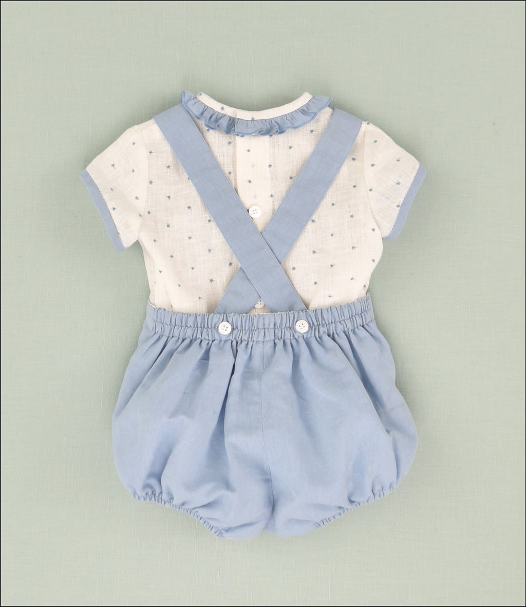 ENSEMBLE GRENOUILLÈRE EN LIN BRODÉ BÉBÉ