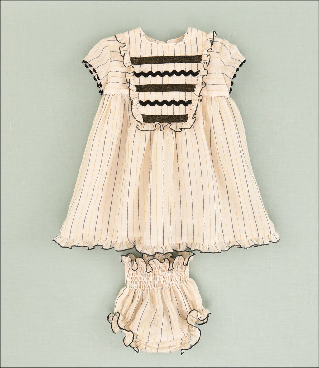 VESTIDO RAYAS LUREX BEBE