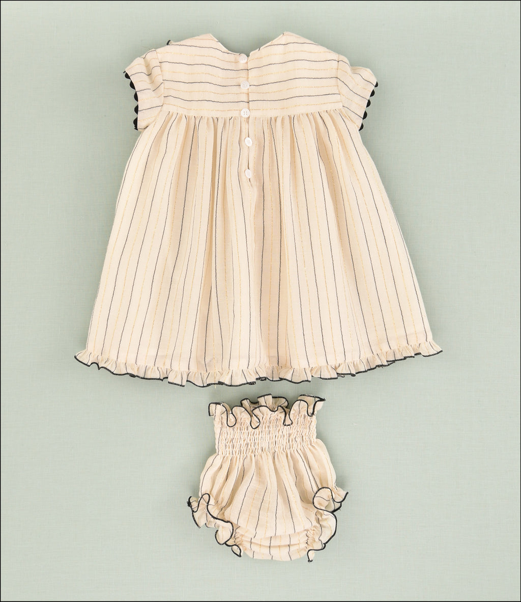 VESTIDO RAYAS LUREX BEBE