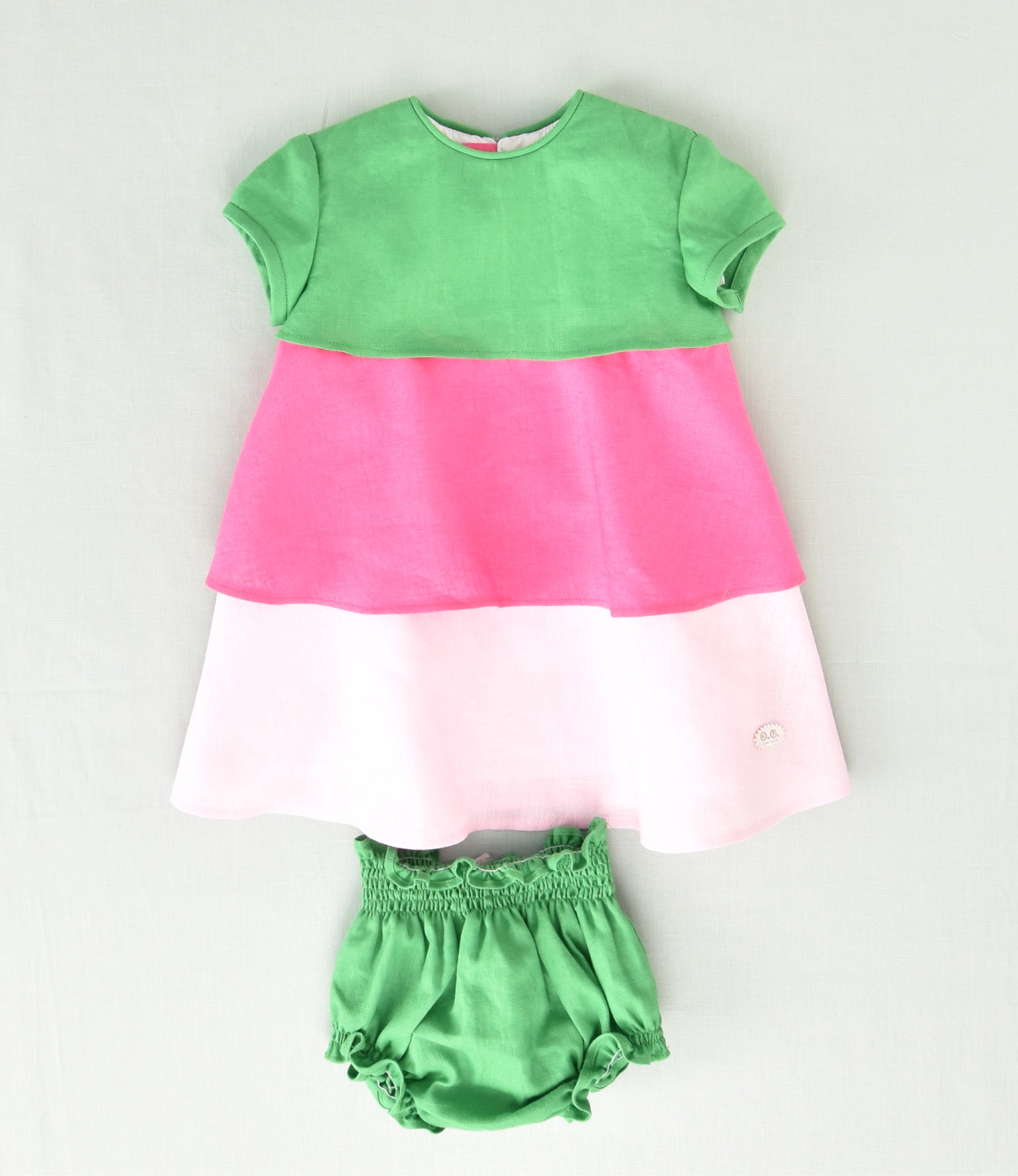 VESTIDO LINO TRICOLOR BEBE 2P