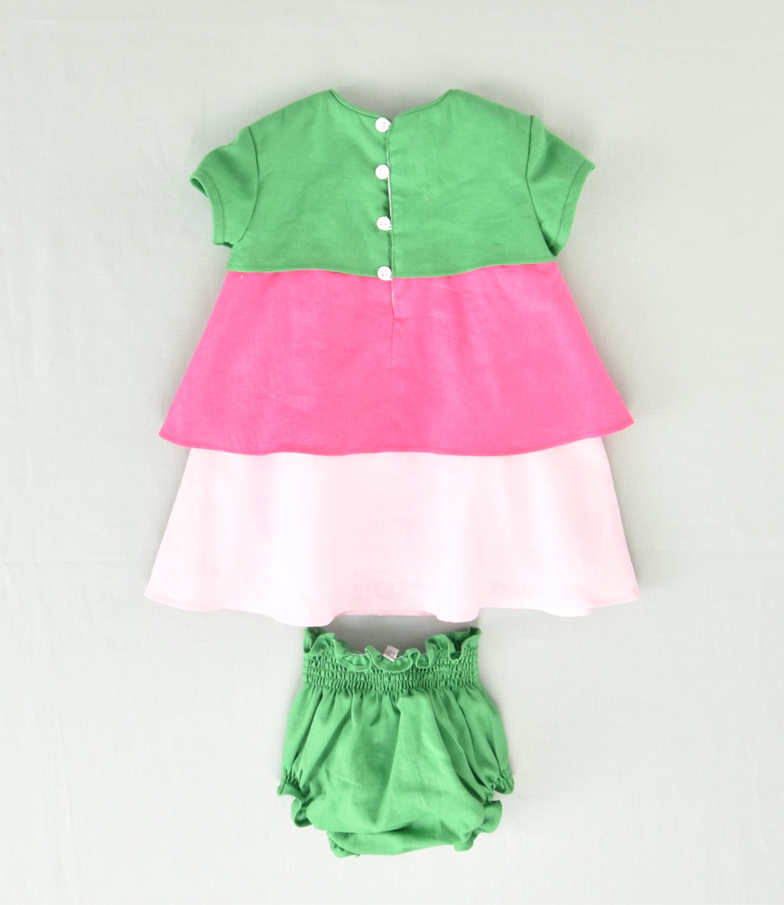 VESTIDO LINO TRICOLOR BEBE 2P
