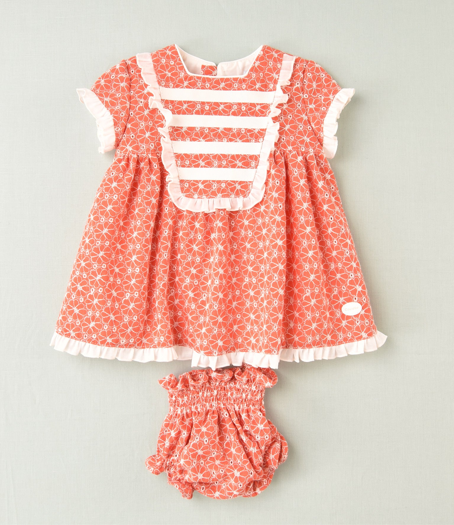 VESTIDO BORDADO FLOR BEBE 2P